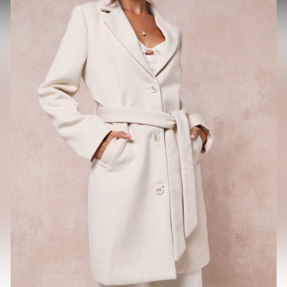 Lulus Harriet Ivory Button-Front Belted Coat